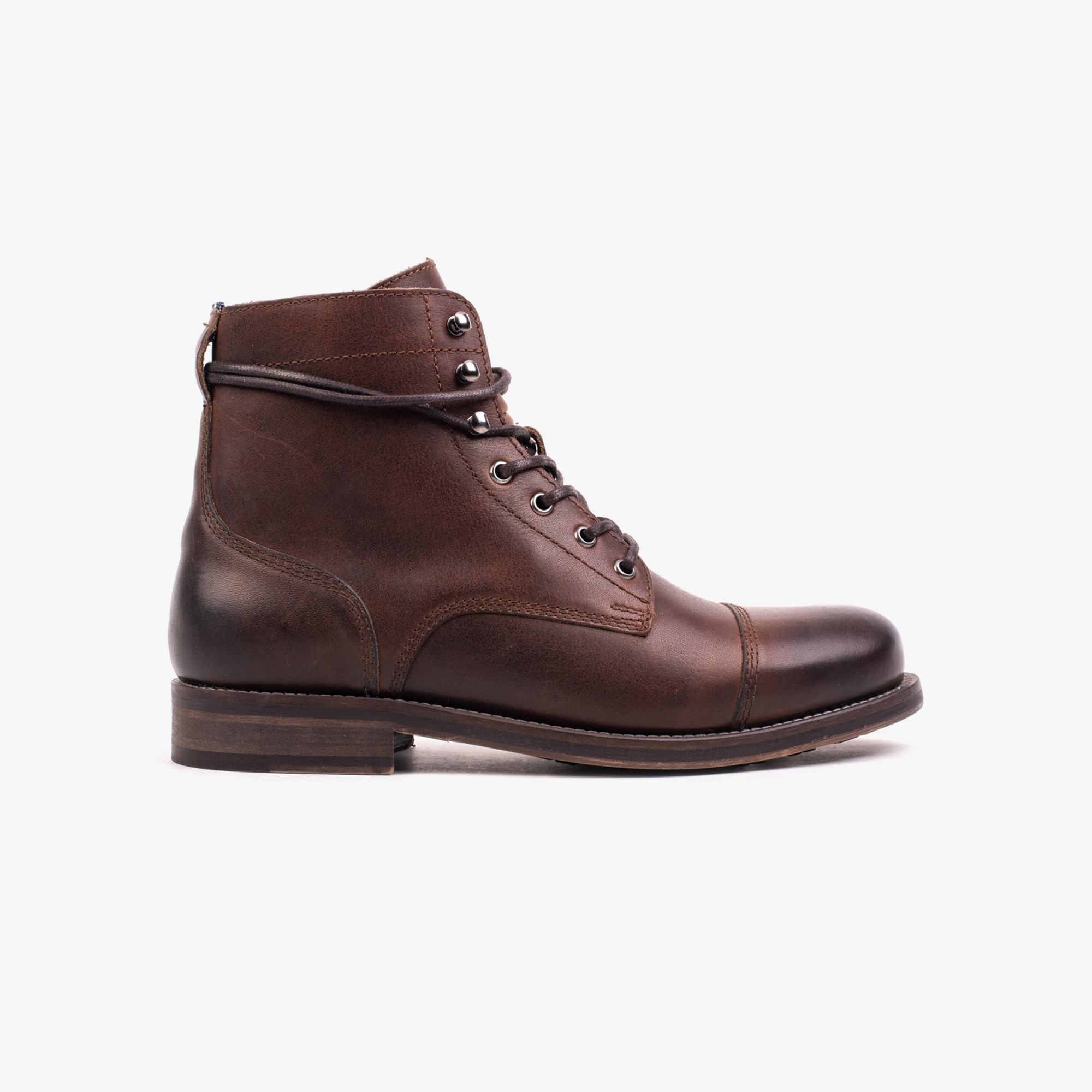 Beret Toe Cap Boot Brown Leather - ALPINA BRANDS